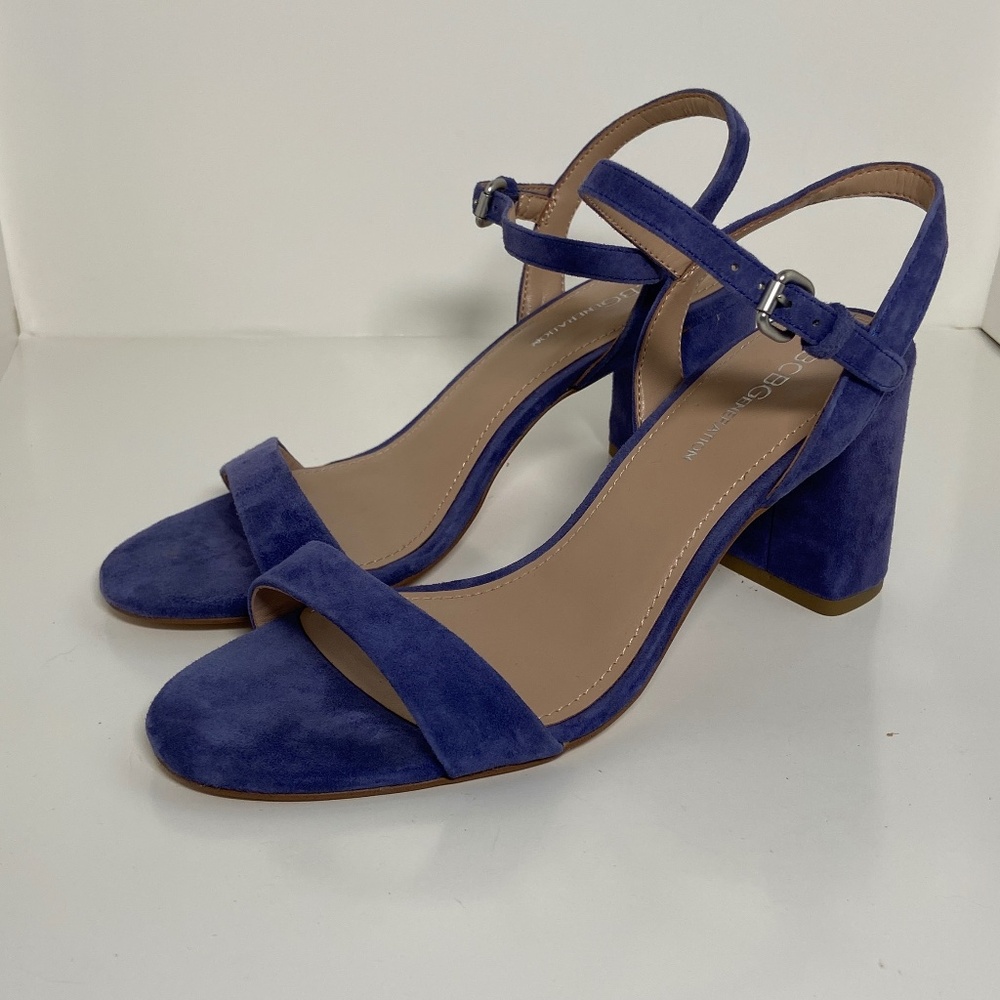 BCBGeneration Blue Suede Sandal Heels Size 7